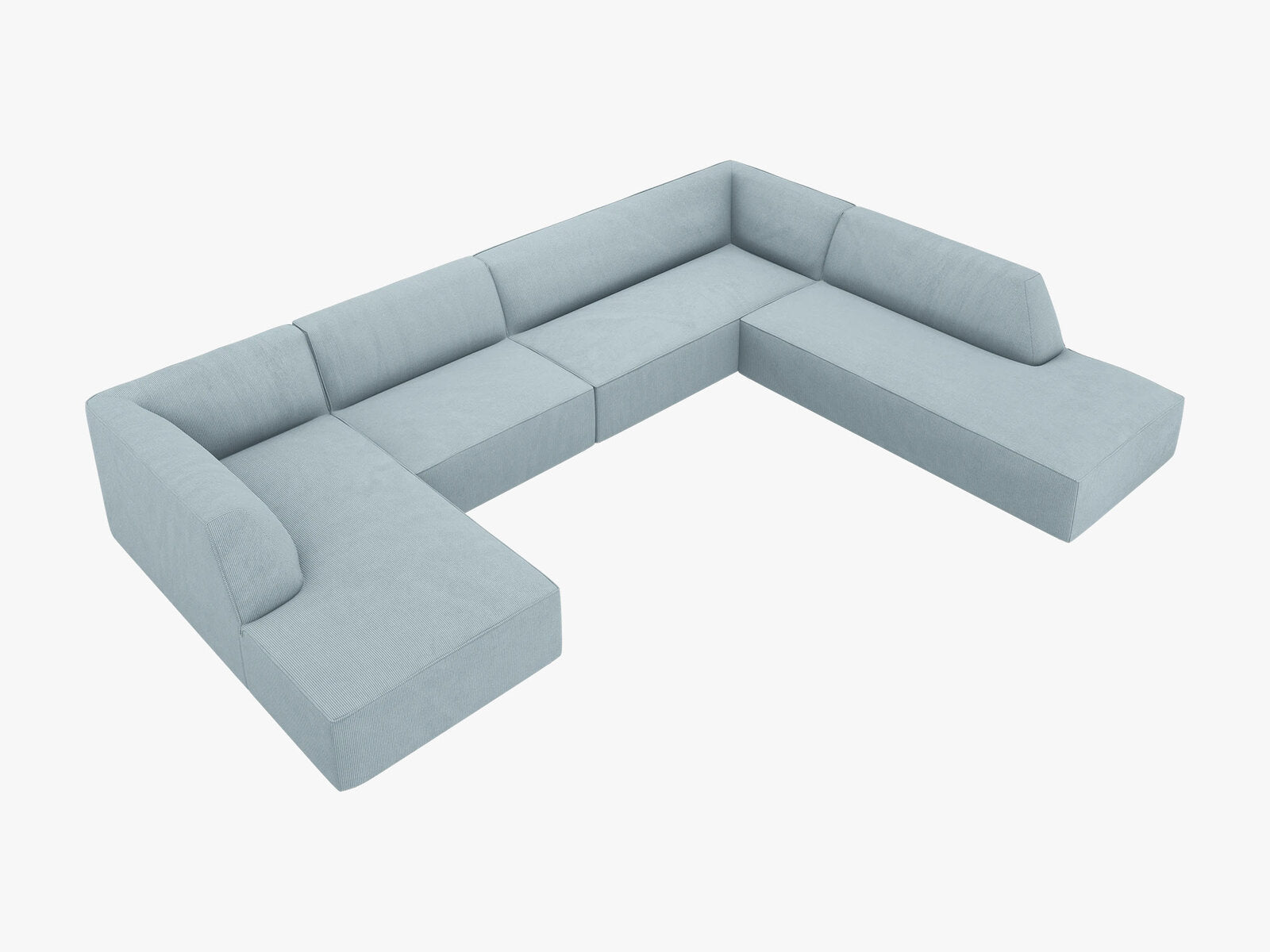 Micadoni Panorama-Ecksofa Ruby 7-Sitzer Rechts Kord Scala Hellblau