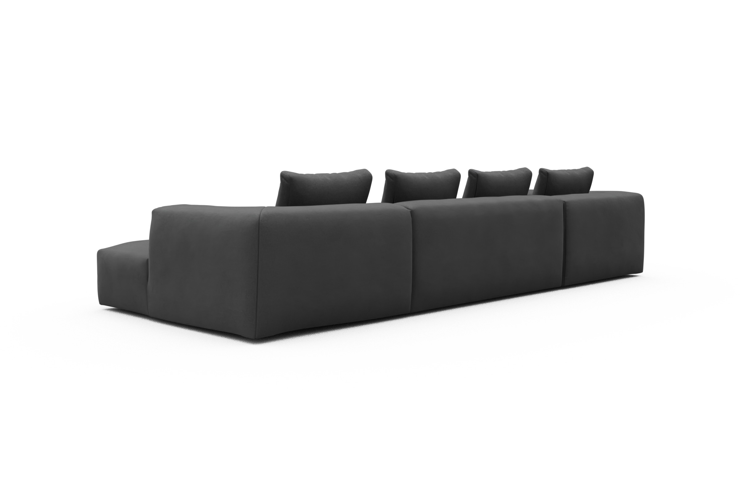Wohnlandschaft Fred Relax-Ecke links mit 2-Sitzer und Chaiselongue rechts Strukturierter Stoff Satya 441-Warm-Zinc