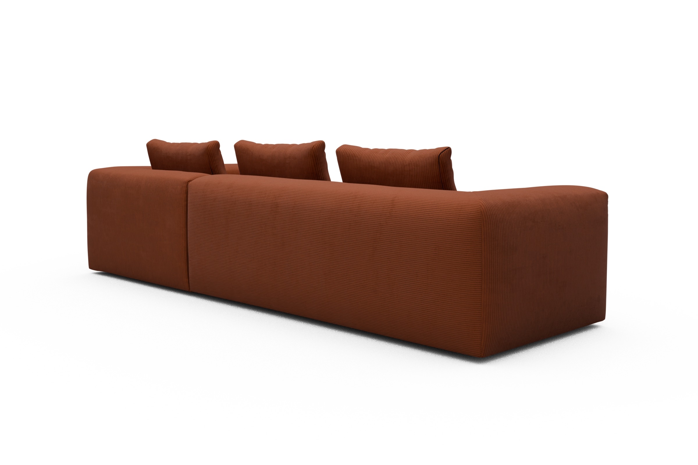 Ecksofa Fred Relax-Ecke rechts mit 2,5-Sitzer Corduroy-Burnt-Orange