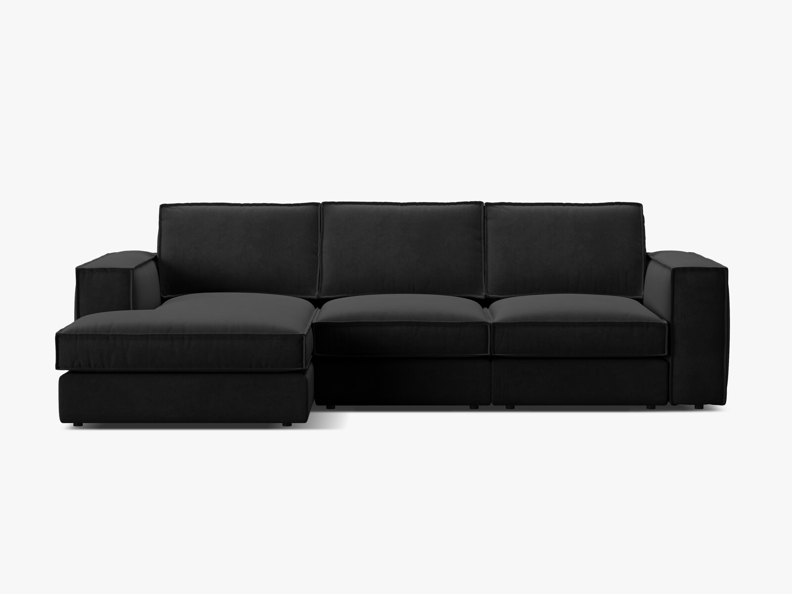 Micadoni modulares Ecksofa Pola 3-Sitzer Links Samt Salvador Schwarz