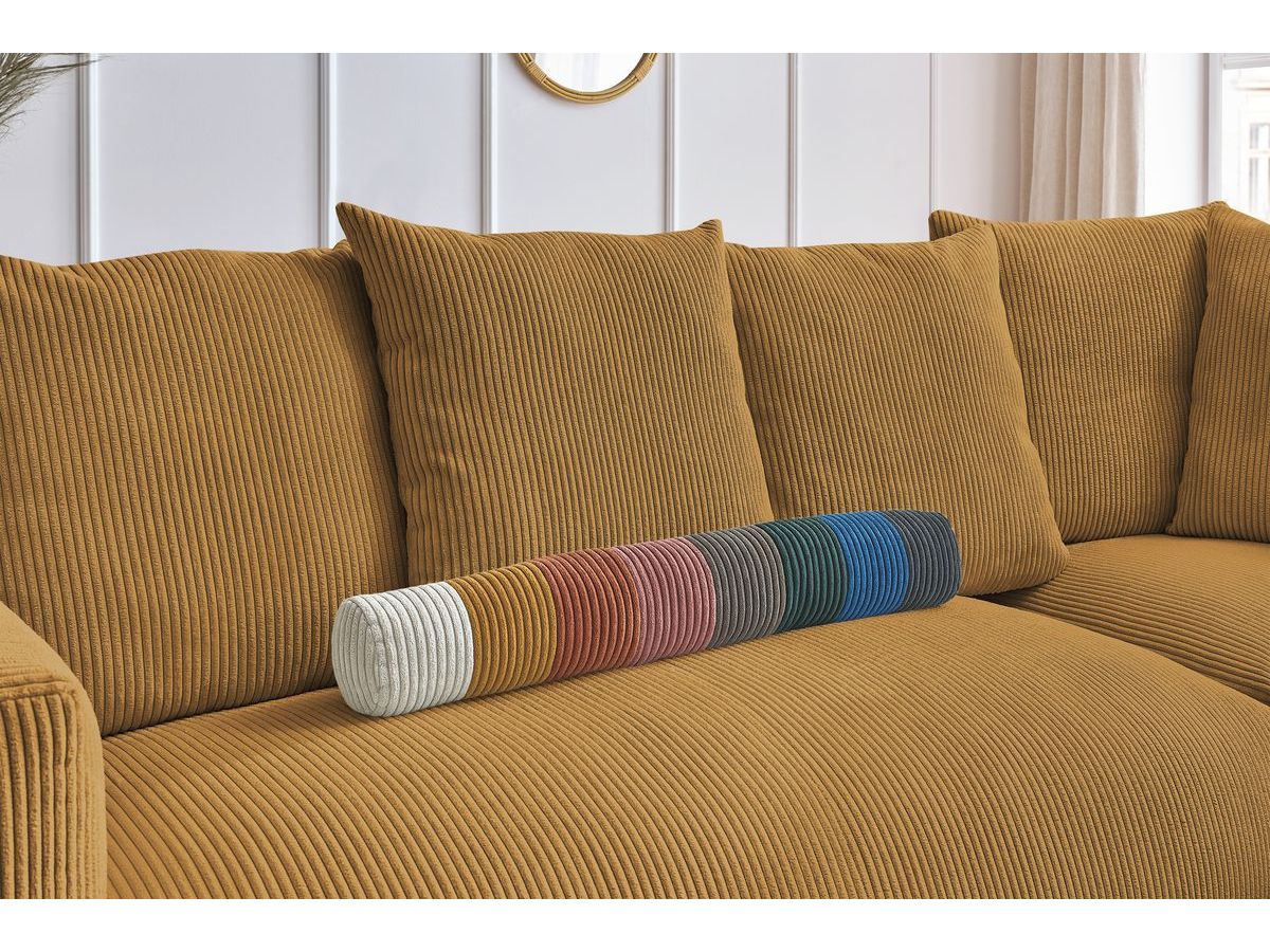 Bobochic Voltaire Ecksofa mit Pouf 268 × 214 cm Cordsamt Gelb Ecke rechts