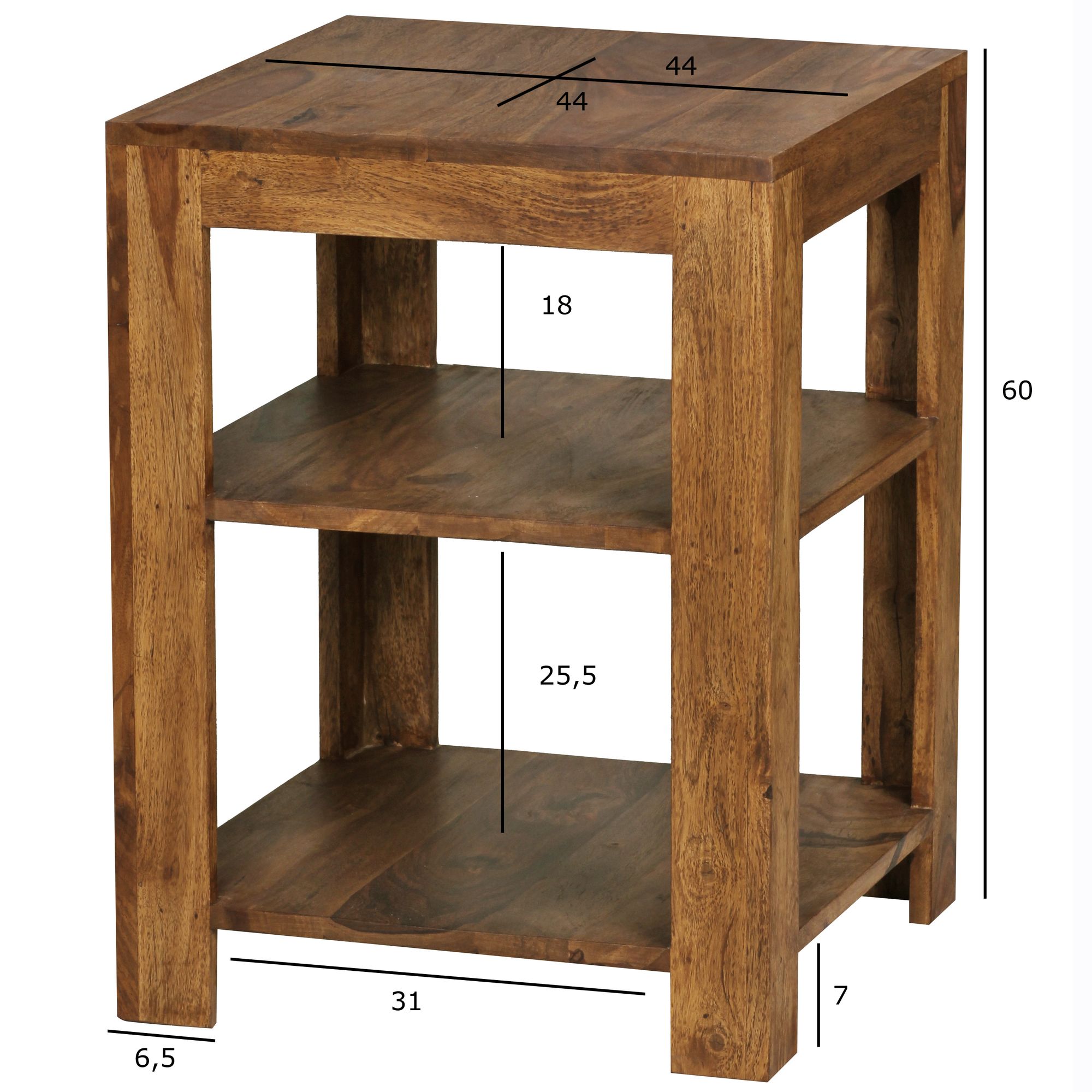 Standregal Aalvik Sheesham Massivholz Höhe 60 cm