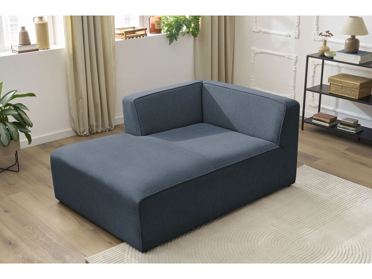 Bobochic Megeve Méridienne-Modul Melange-Stoff Dunkelblau Ecke links