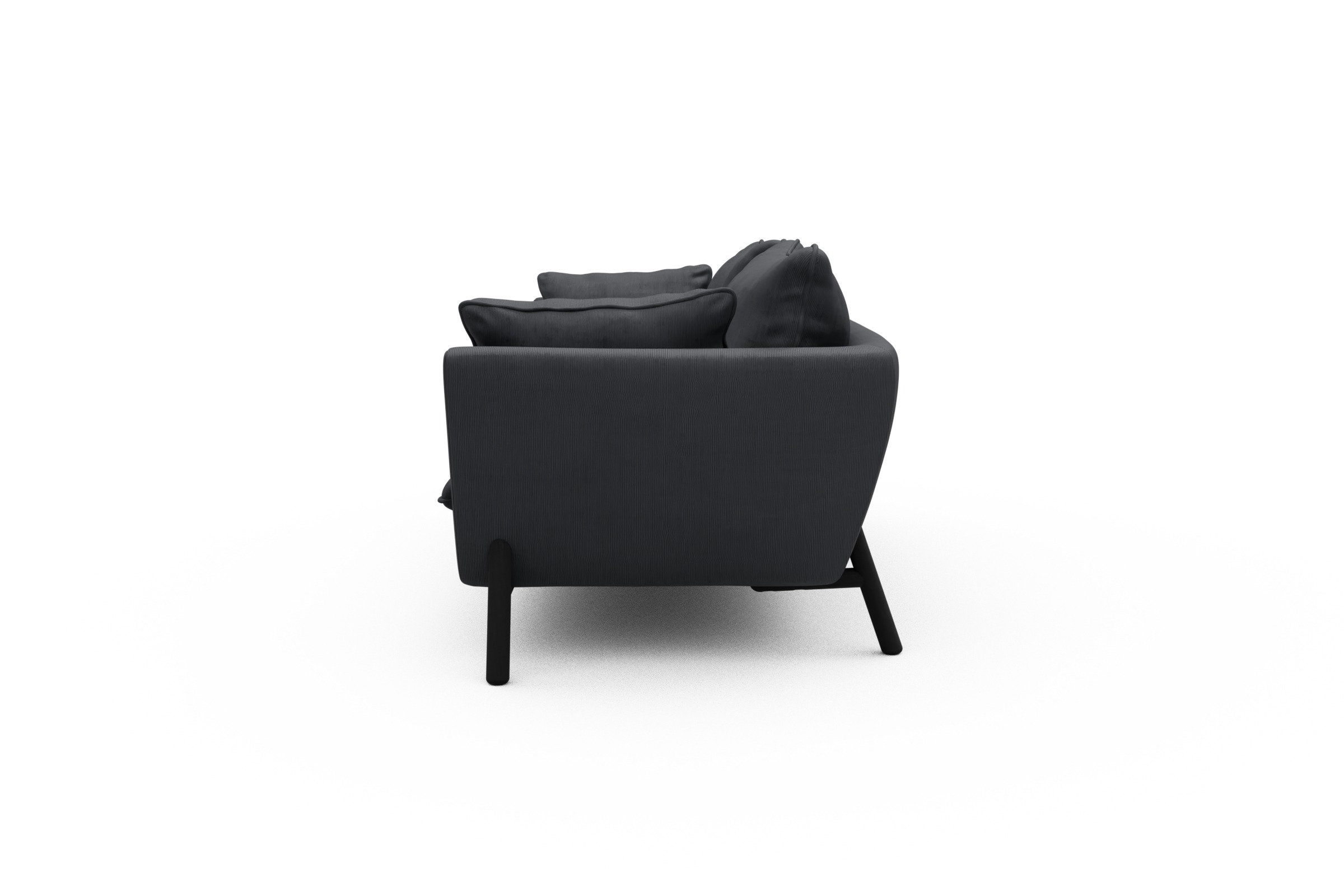 Sofa Emil PREMIUM 3-Sitzer Beinfarbe Eiche Schwarz Cordufine-Slate-Grey