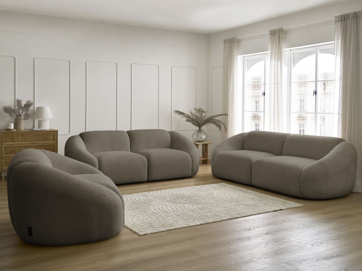 Bobochic Tina Sofa 6-Sitzer Bouclé-Stoff Taupe