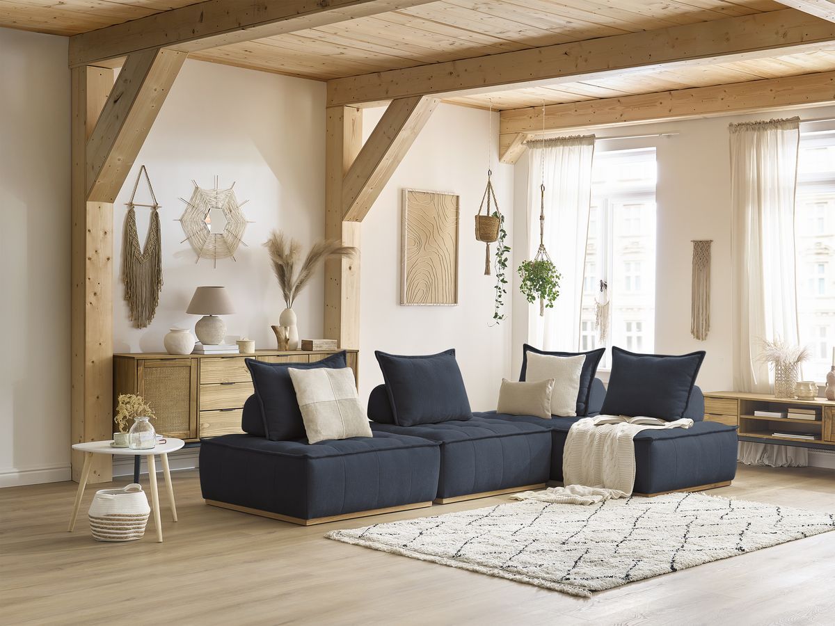 Bobochic Elisa Ecksofa Strukturstoff Dunkelblau