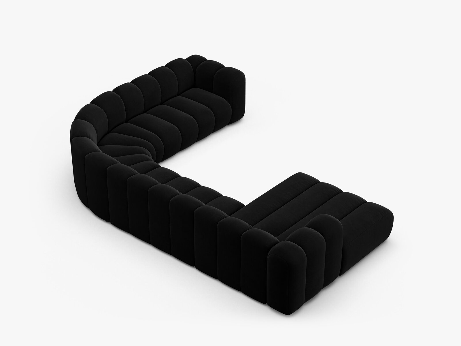 Micadoni Modulares Panorama Ecksofa Lupine 6-Sitzer Rechts Samt Salvador Schwarz