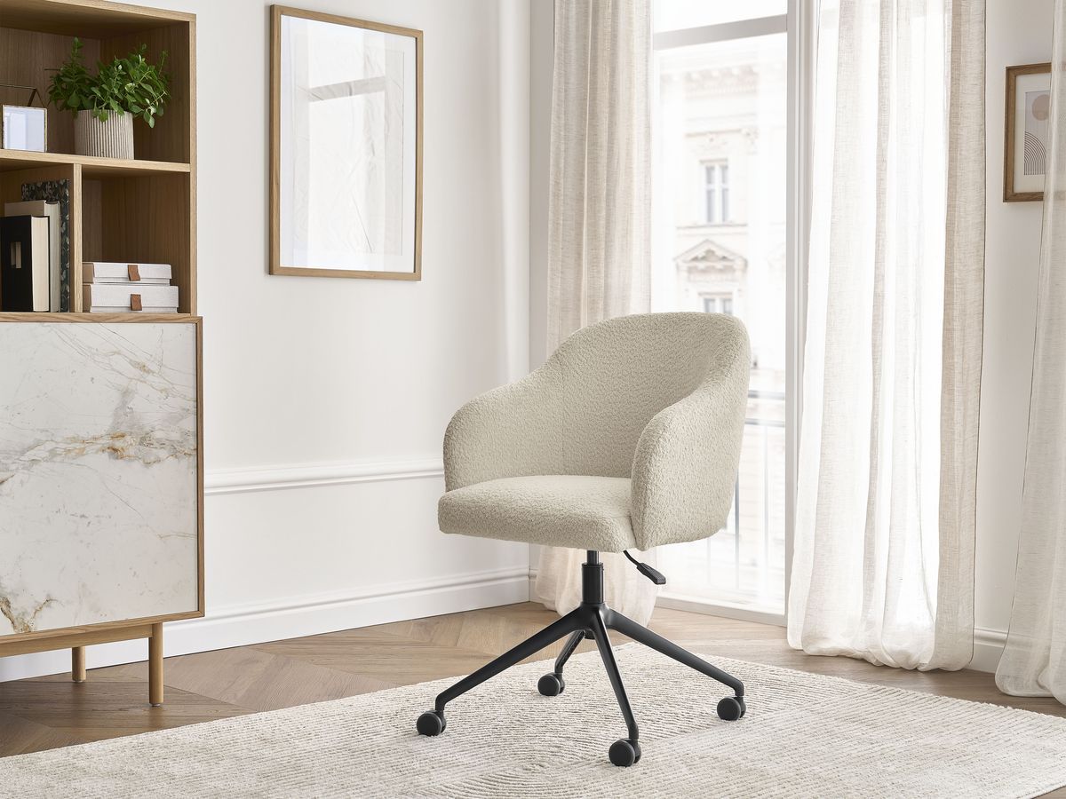 Bobochic Sophie Bürostuhl Bouclé-Stoff Beige