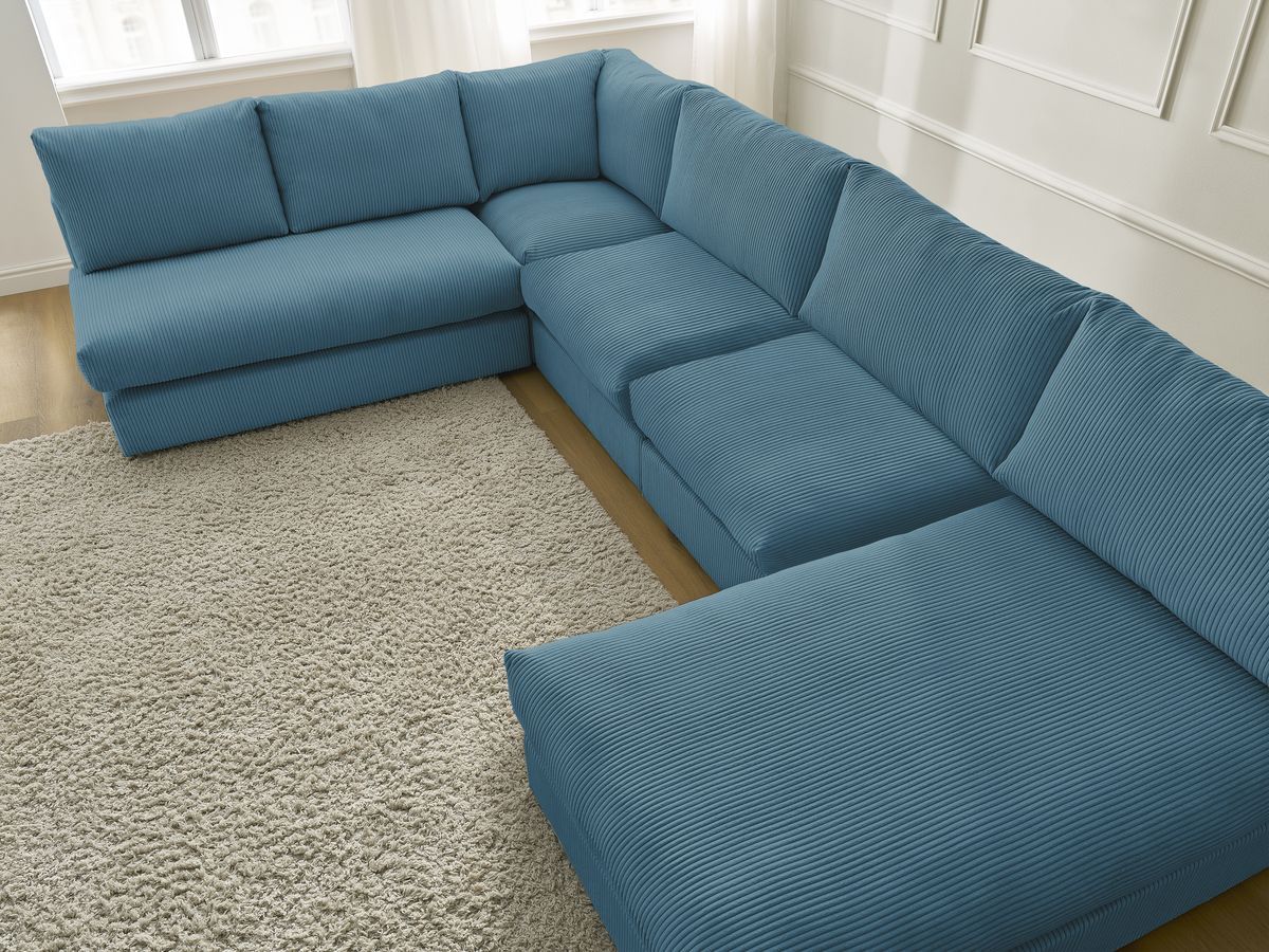 Bobochic Paris Ecksofa Cordsamt Hellblau