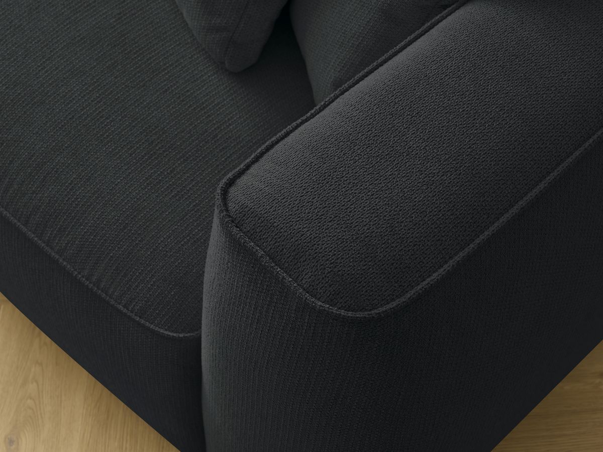 Bobochic Leopold Sofa 4-Sitzer mit Pouf Melange-Stoff Schwarz Armlehne rechts