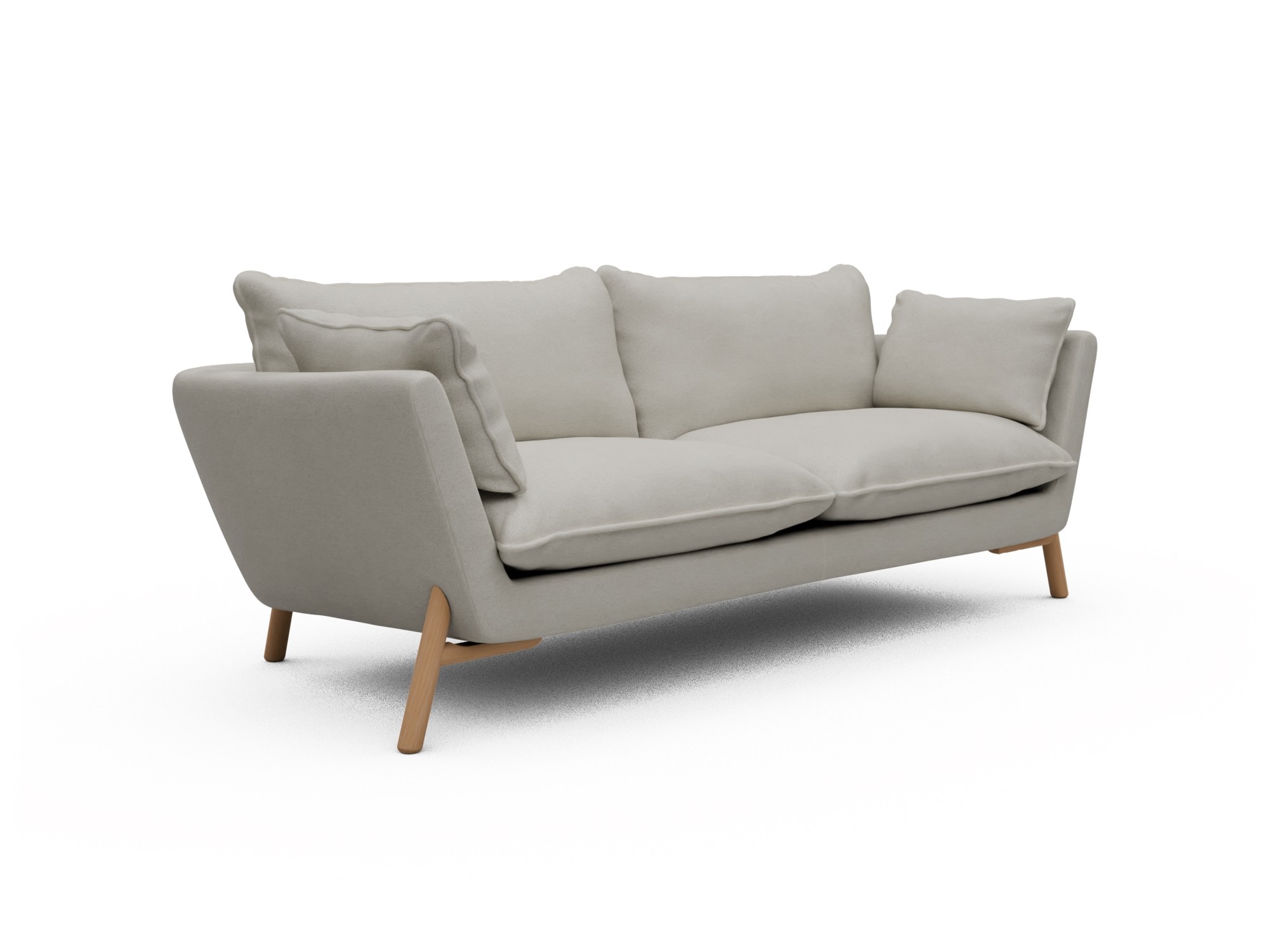 Skandi Home Sofa Emil Soft 3-Sitzer Beinfarbe Eiche Natur Denari-Clean-Beige moebelfaktor