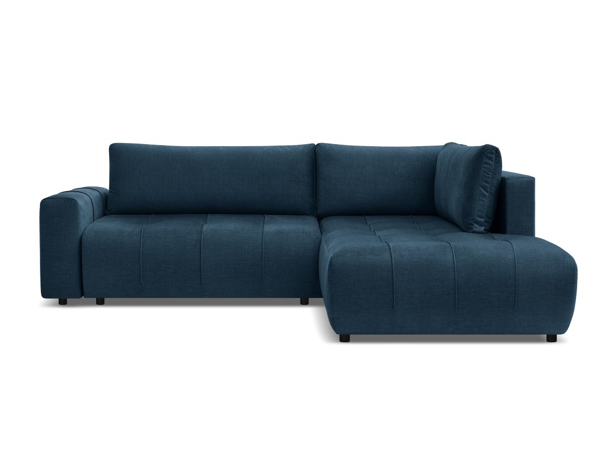 Bobochic Arsene Ecksofa mit Schlaffunktion und Bettkasten 277 × 200 cm Samt Dunkelblau Ecke rechts