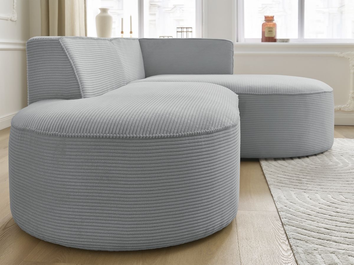 Bobochic Rousseau Ecksofa Cordsamt Hellgrau Ecke rechts