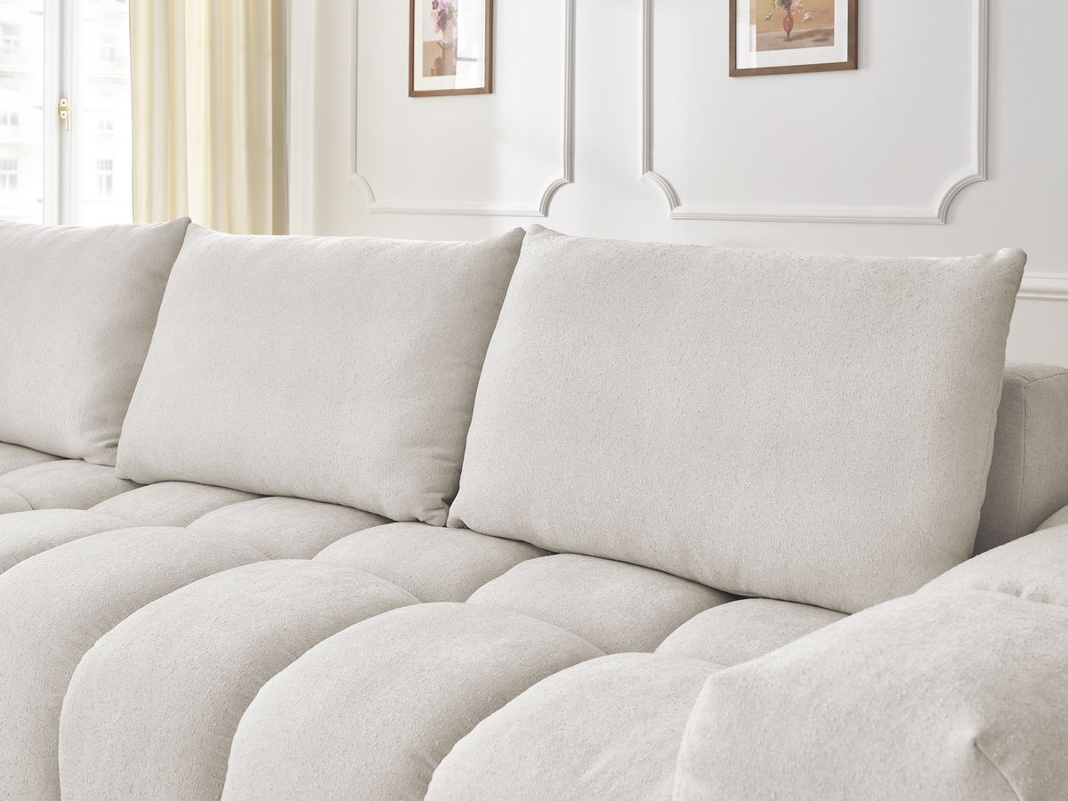Bobochic Everest Ecksofa, 4 Kissen Strukturstoff Weiß Ecke links