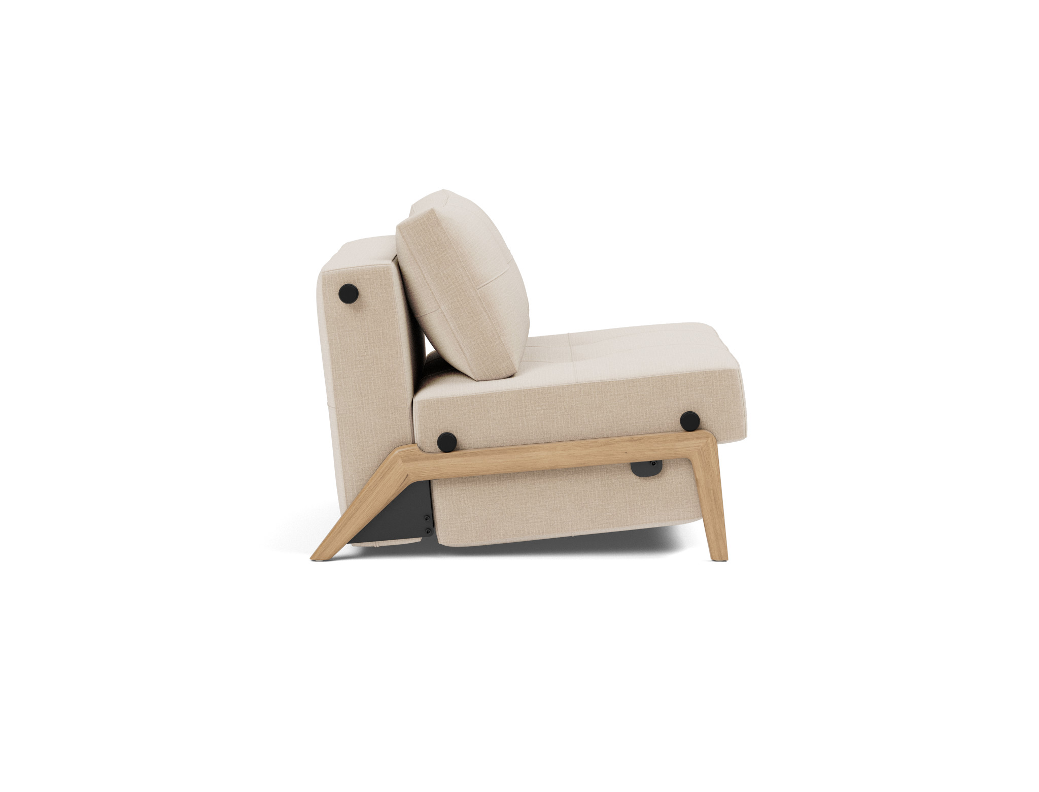 Schlafsessel Cubed 90 Chenille Esina 410-Almond-Beige Beine Eiche