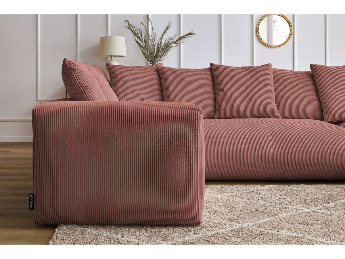 Bobochic Voltaire Wohnlandschaft 356 × 214 cm Cordsamt Rosa Ecke rechts