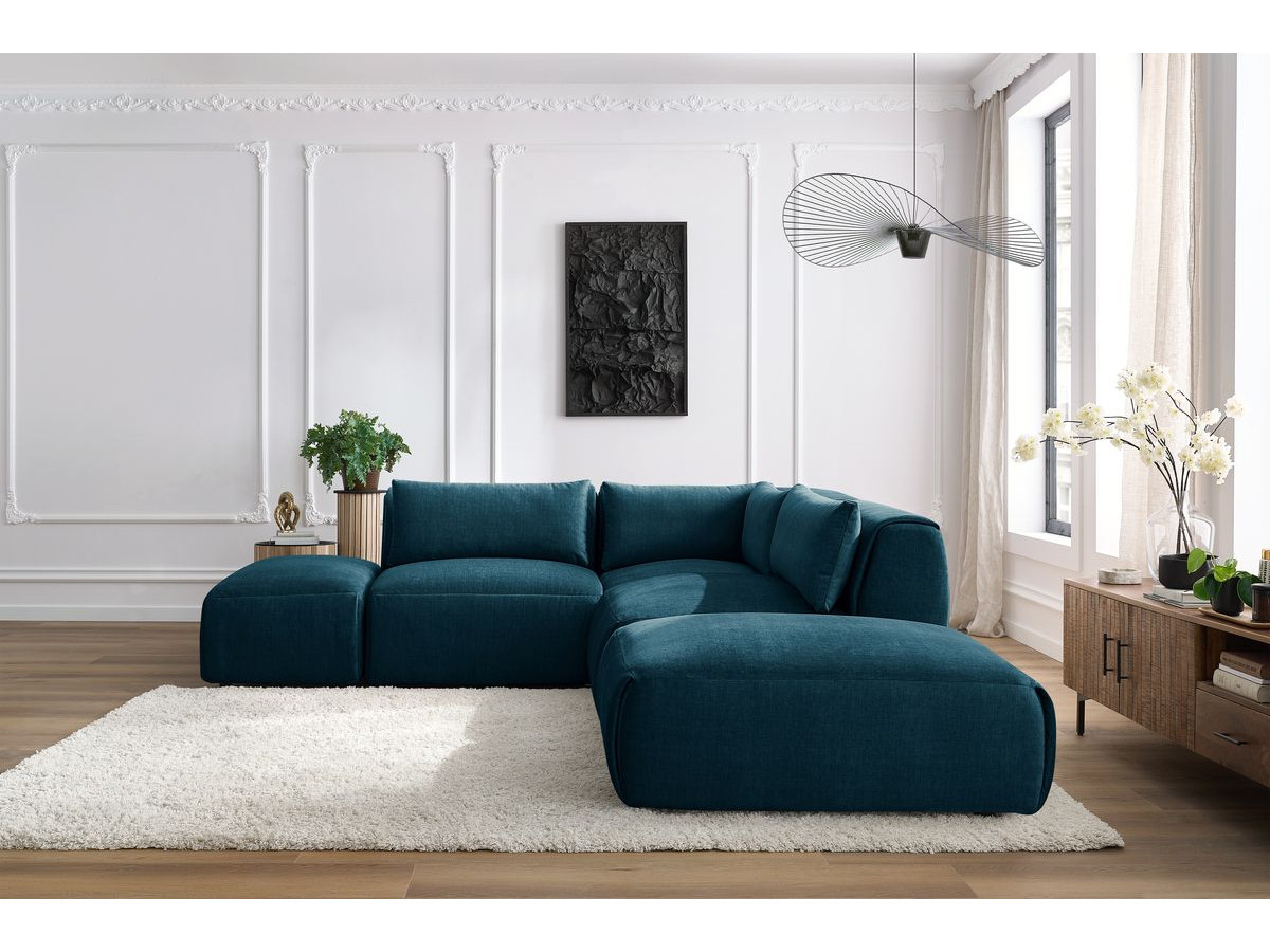 Bobochic Jeanne Ecksofa 271 × 300 cm Samt Dunkelblau