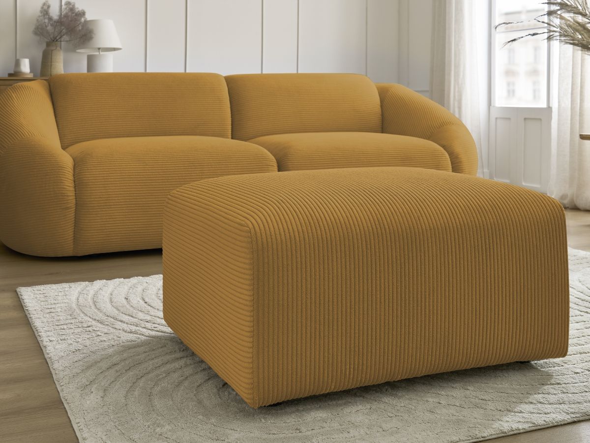 Bobochic Tina Sofa 4-Sitzer mit Pouf Cordsamt Gelb
