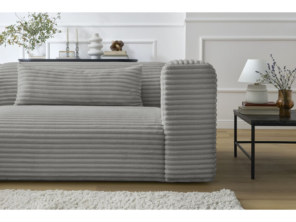 Bobochic Harry Ecksofa Breitcord weich Dunkelgrau Ecke links