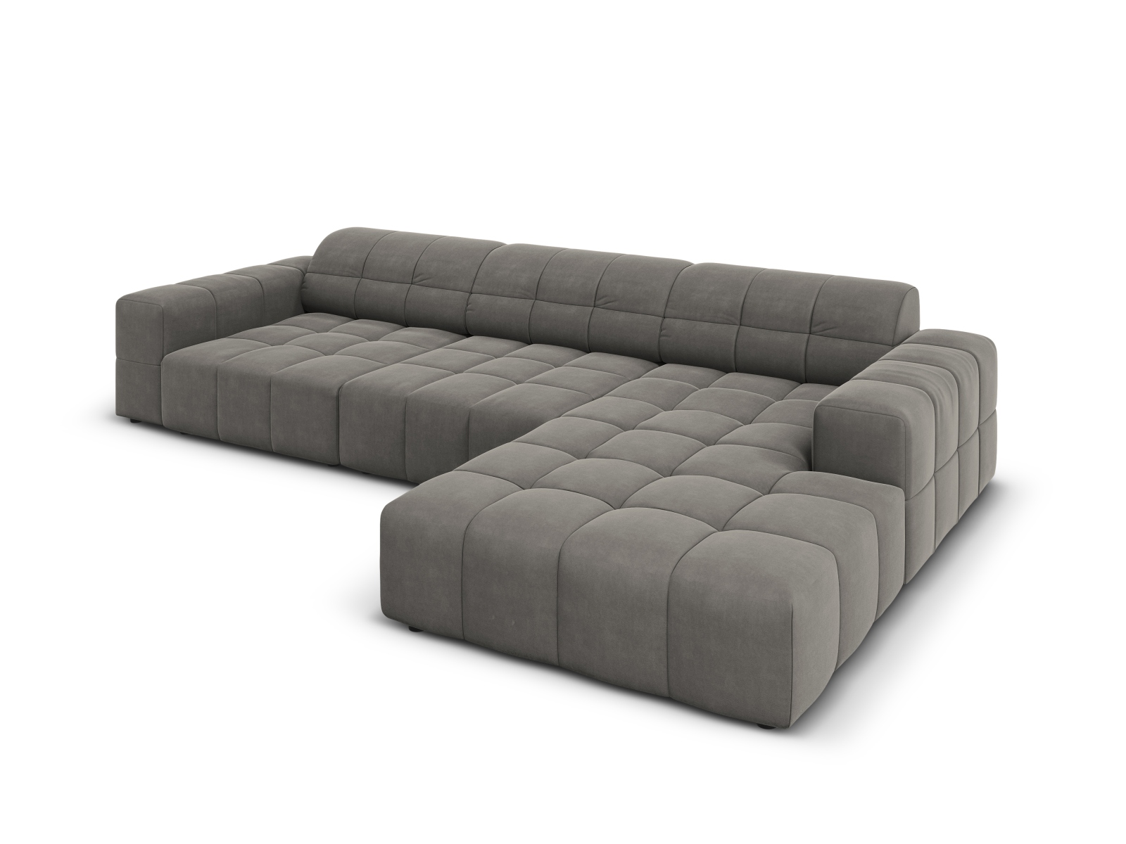 Cosmopolitan Design Ecksofa Chicago 4-Sitzer Samt Bluvel Hellgrau Rechts