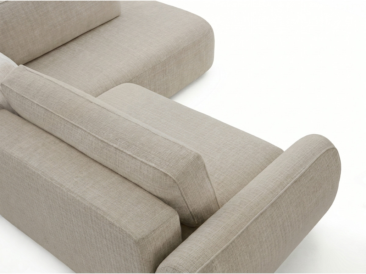 Bobochic Denise Ecksofa mit Schlaffunktion und Bettkasten 256 × 197 cm Strukturstoff Beige Ecke rechts