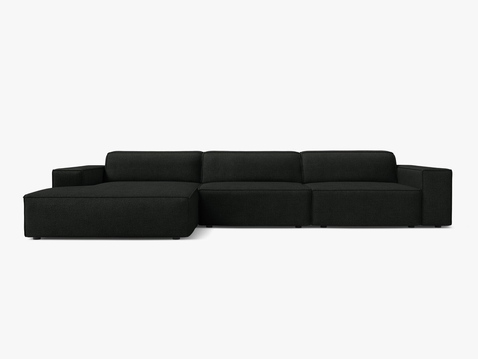 Micadoni Ecksofa Jodie 4-Sitzer Links Boucle Baloo Schwarz
