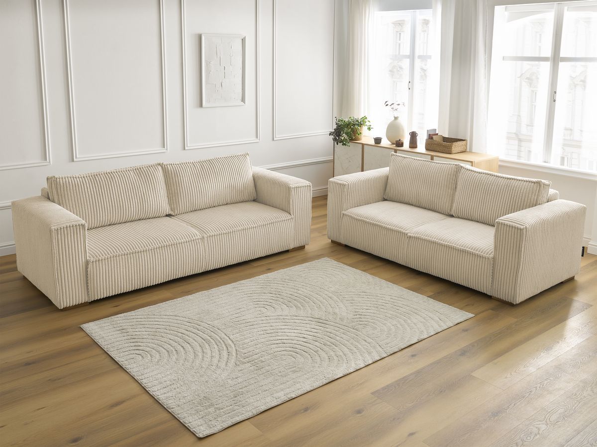 Bobochic Chelsea Sofa 5-Sitzer Breitcord weich Taupe