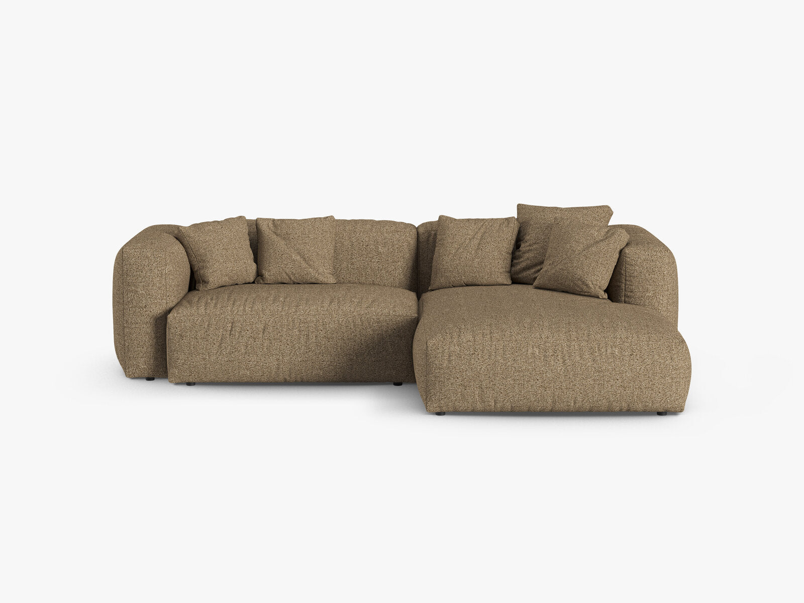 Micadoni Ecksofa Martina 2-Sitzer 90cm Sitztiefe Rechts Boucle Monet Cappuccino