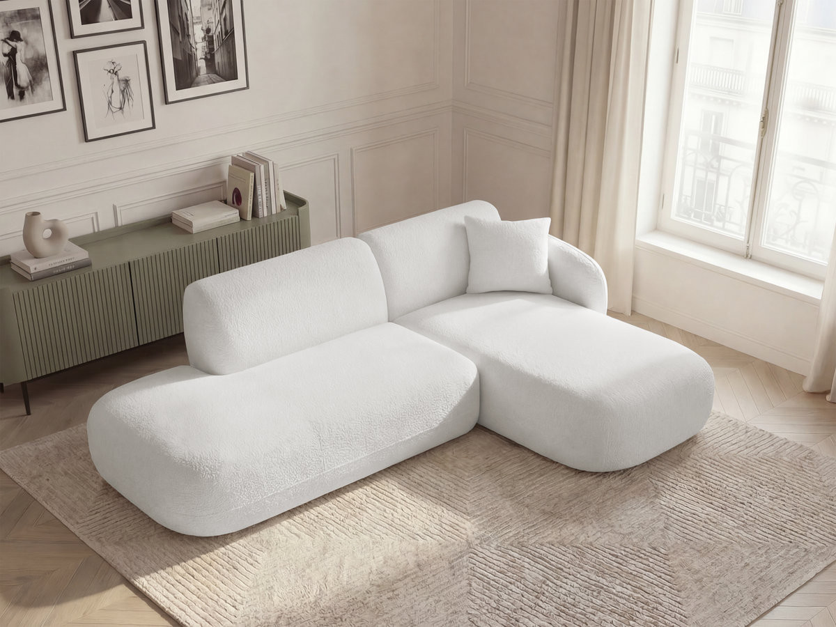Bobochic Anda Ecksofa 241 × 163 cm Chenille Weiß Ecke rechts