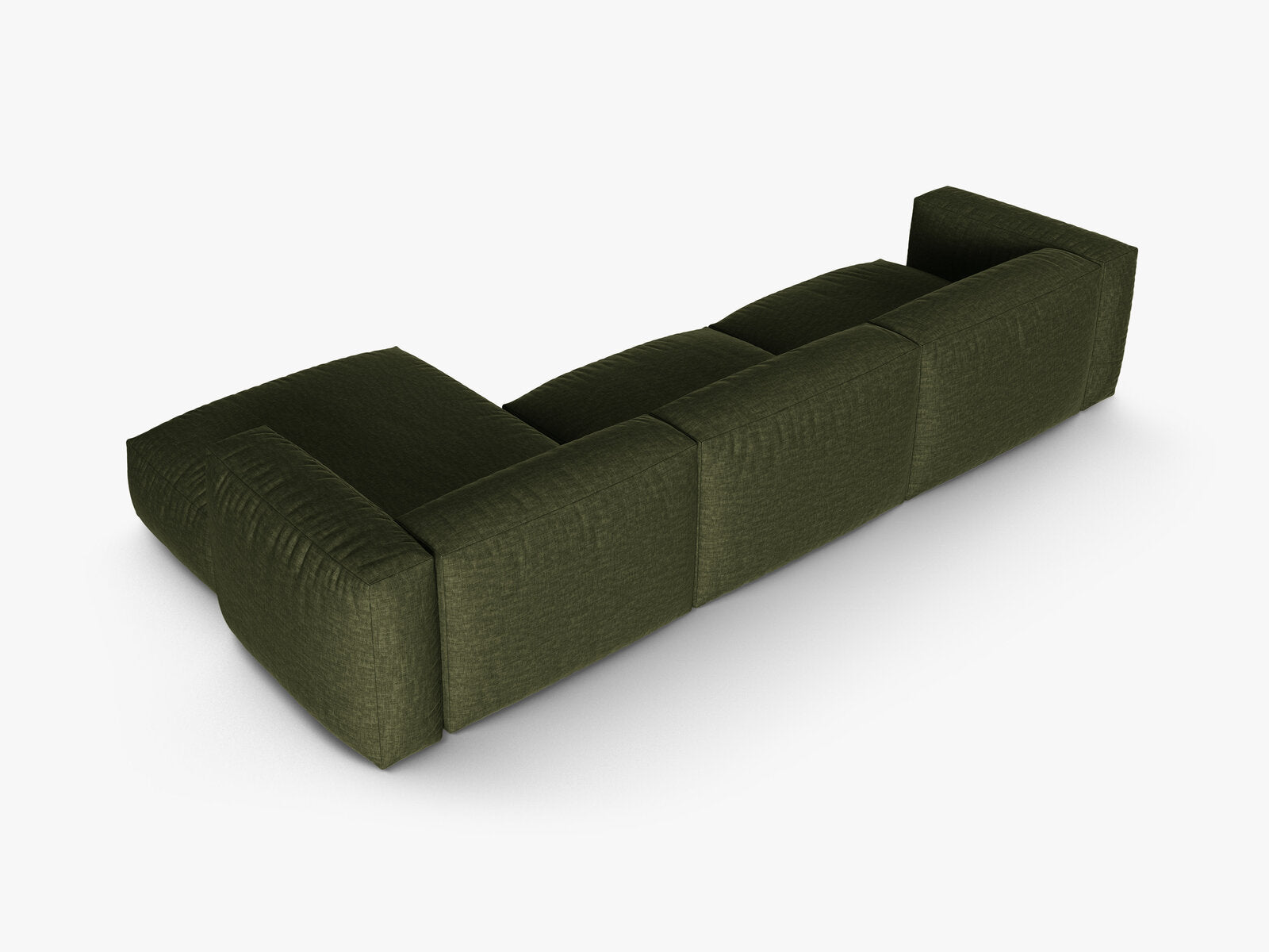 Micadoni Ecksofa Martina 3-Sitzer 90cm Sitztiefe Rechts Strukturierter Stoff Boston Grün