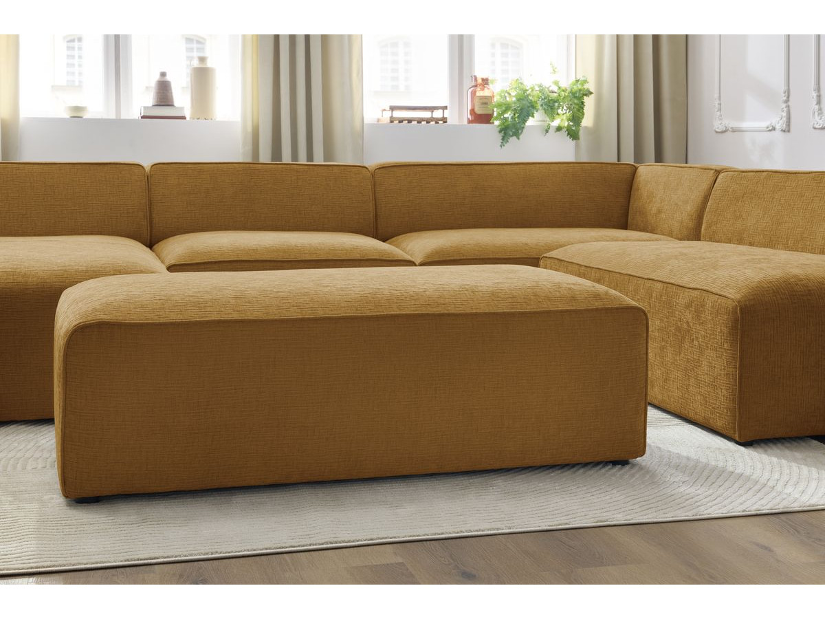 Bobochic Megeve Wohnlandschaft mit Pouf Strukturstoff Gelb Ecke links
