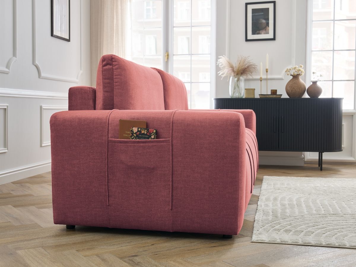 Bobochic Arsene Schlafsofa 3-Sitzer mit Bettkasten Samt Orange