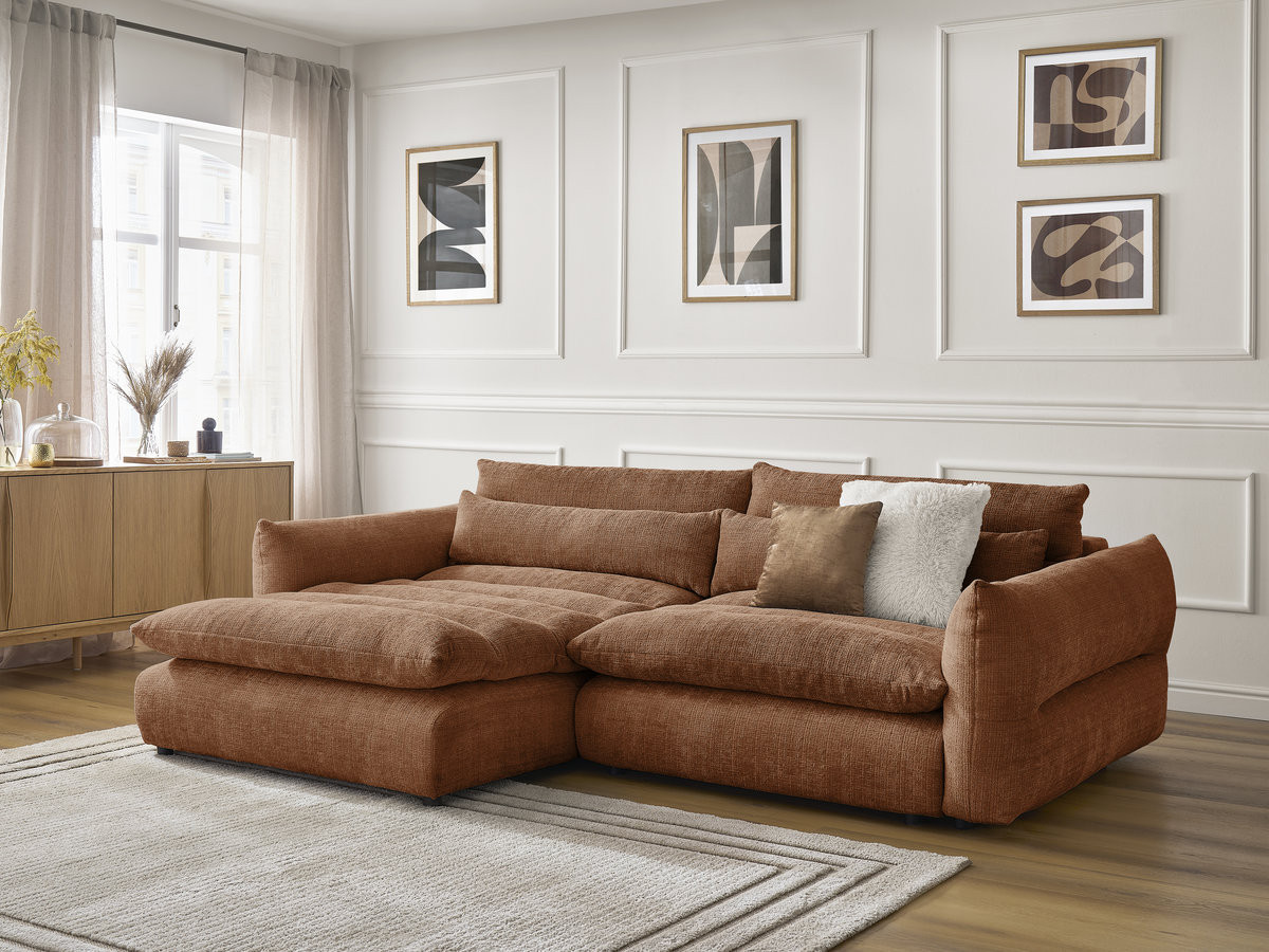 Bobochic Neil Ecksofa Strukturstoff Orange Ecke links