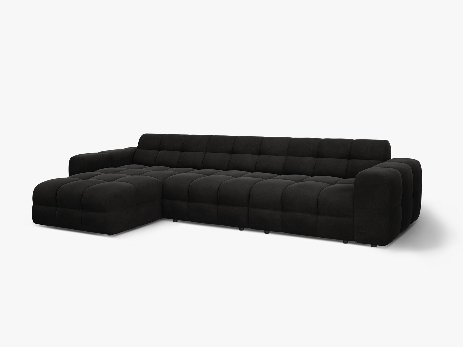 Micadoni Ecksofa Kendal 5-Sitzer Links Samt Magic Velvet Schwarz
