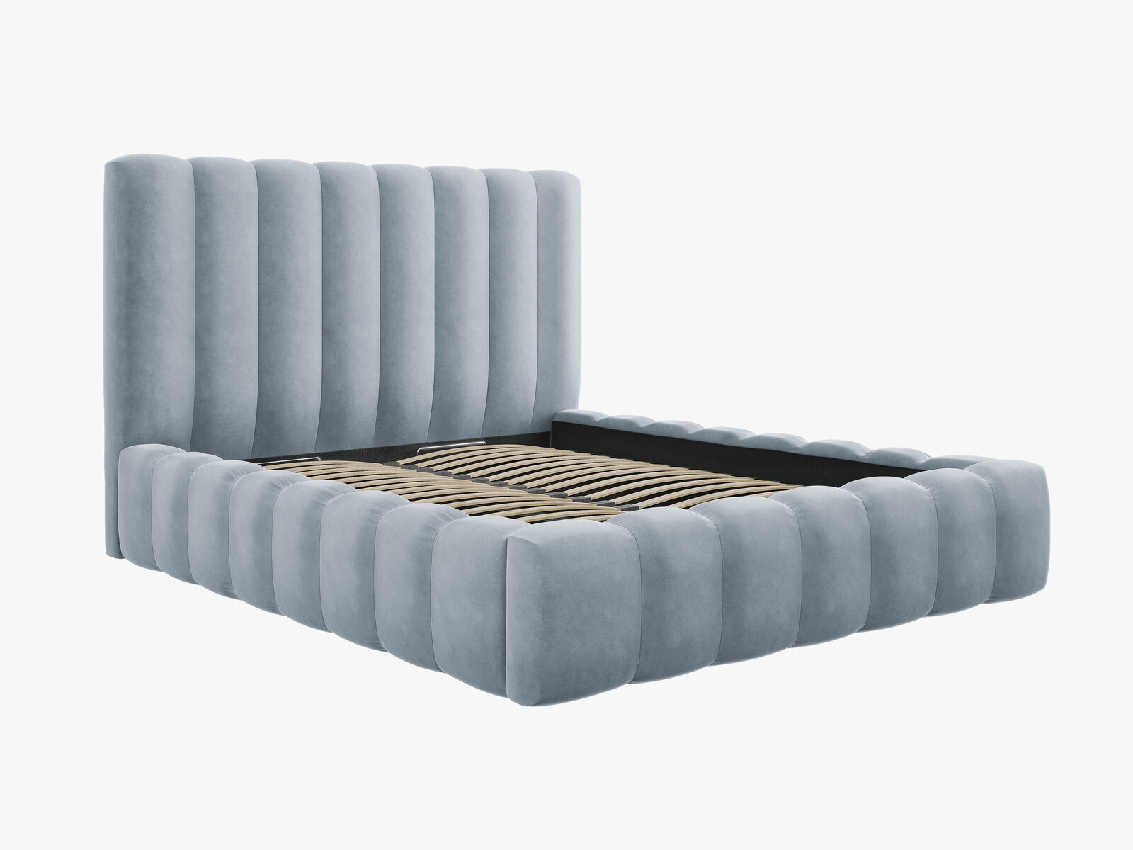 Micadoni Bett Kelp Samt Bluvel Hellblau 140x200