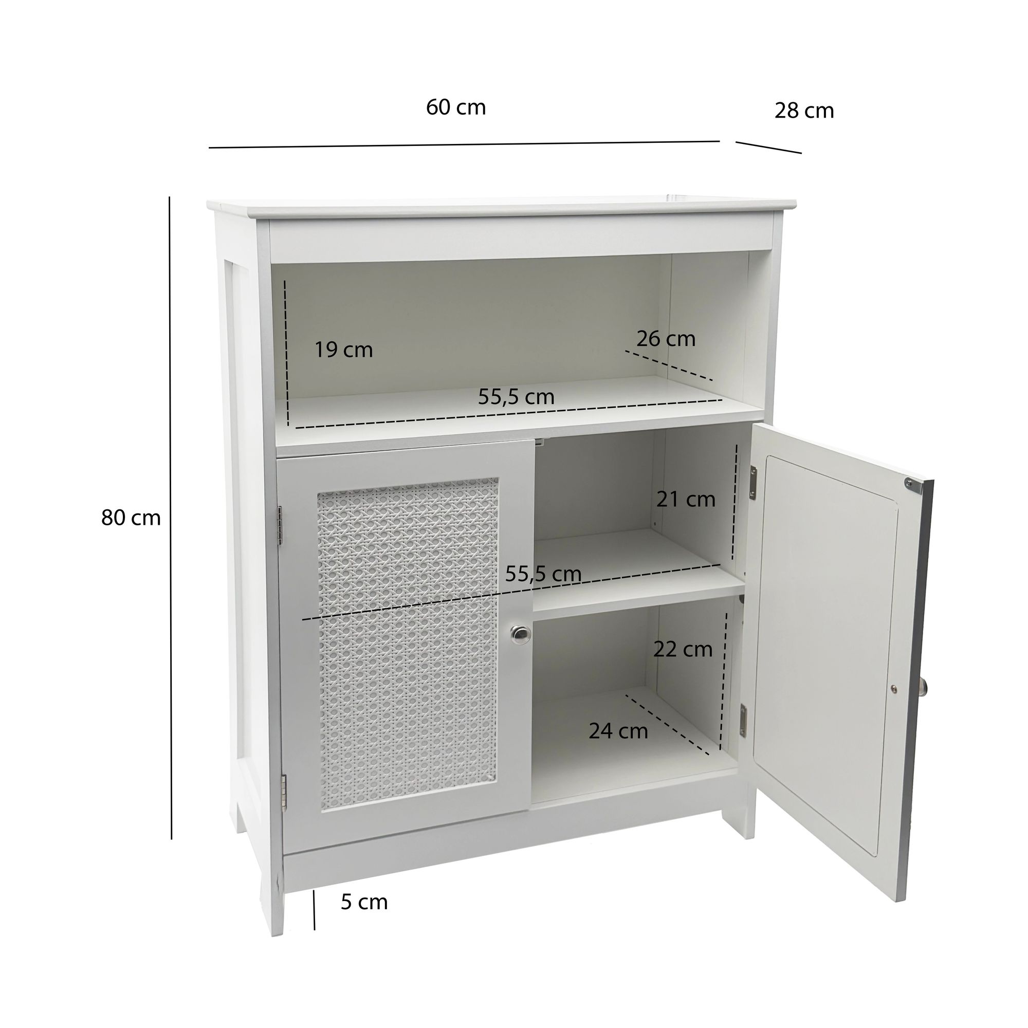 Unterschrank Trondenes Weiß 60 × 28 × 80 cm