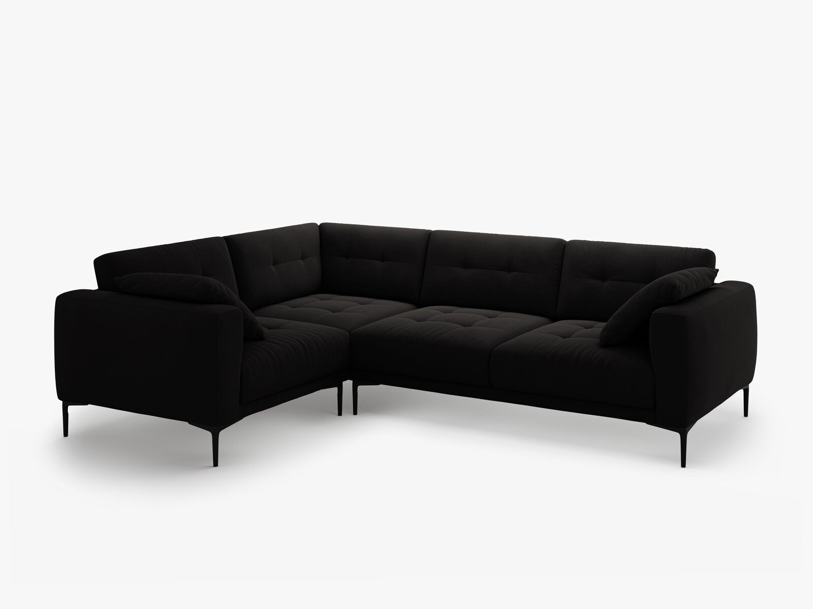Micadoni Ecksofa Bemy 4-Sitzer Links Samt Schwarz