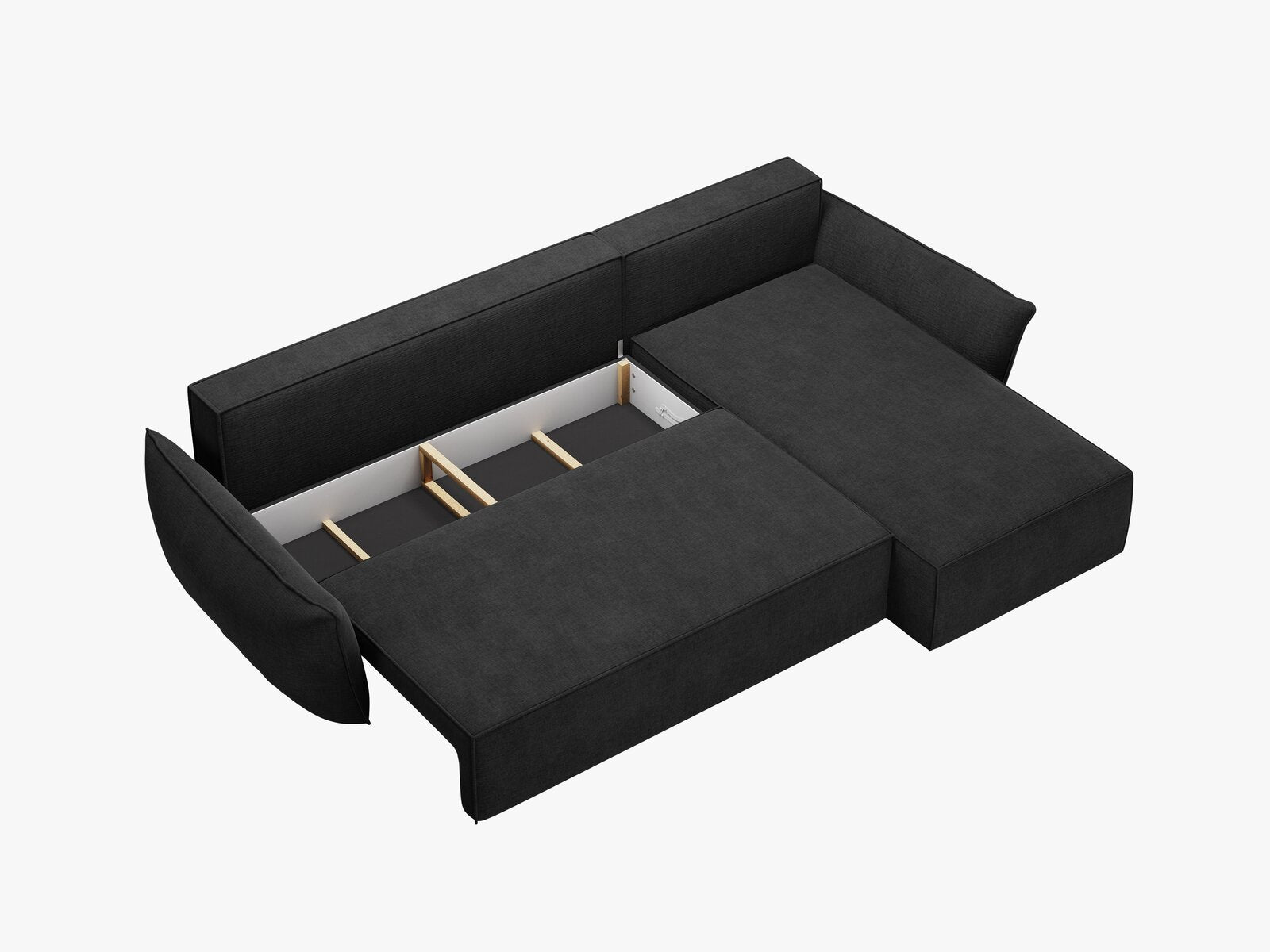 Micadoni Kaelle Ecksofa 4-Sitzer mit Schlaffunktion Rechts Chenille Over The Horizon Schwarz