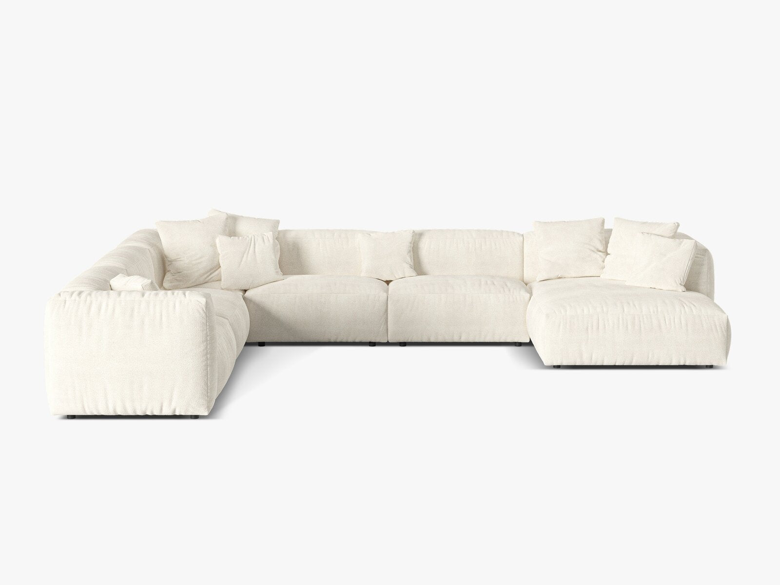 Micadoni modulares Ecksofa XL Martina 6-Sitzer Links Boucle Monet Elfenbein