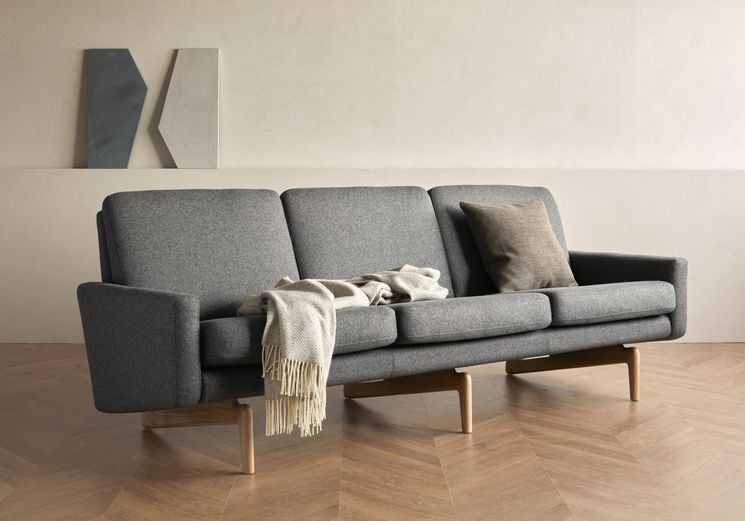 Sofa Arne 3-Sitzer Strukturierter Stoff Satya 441-Warm-Zinc