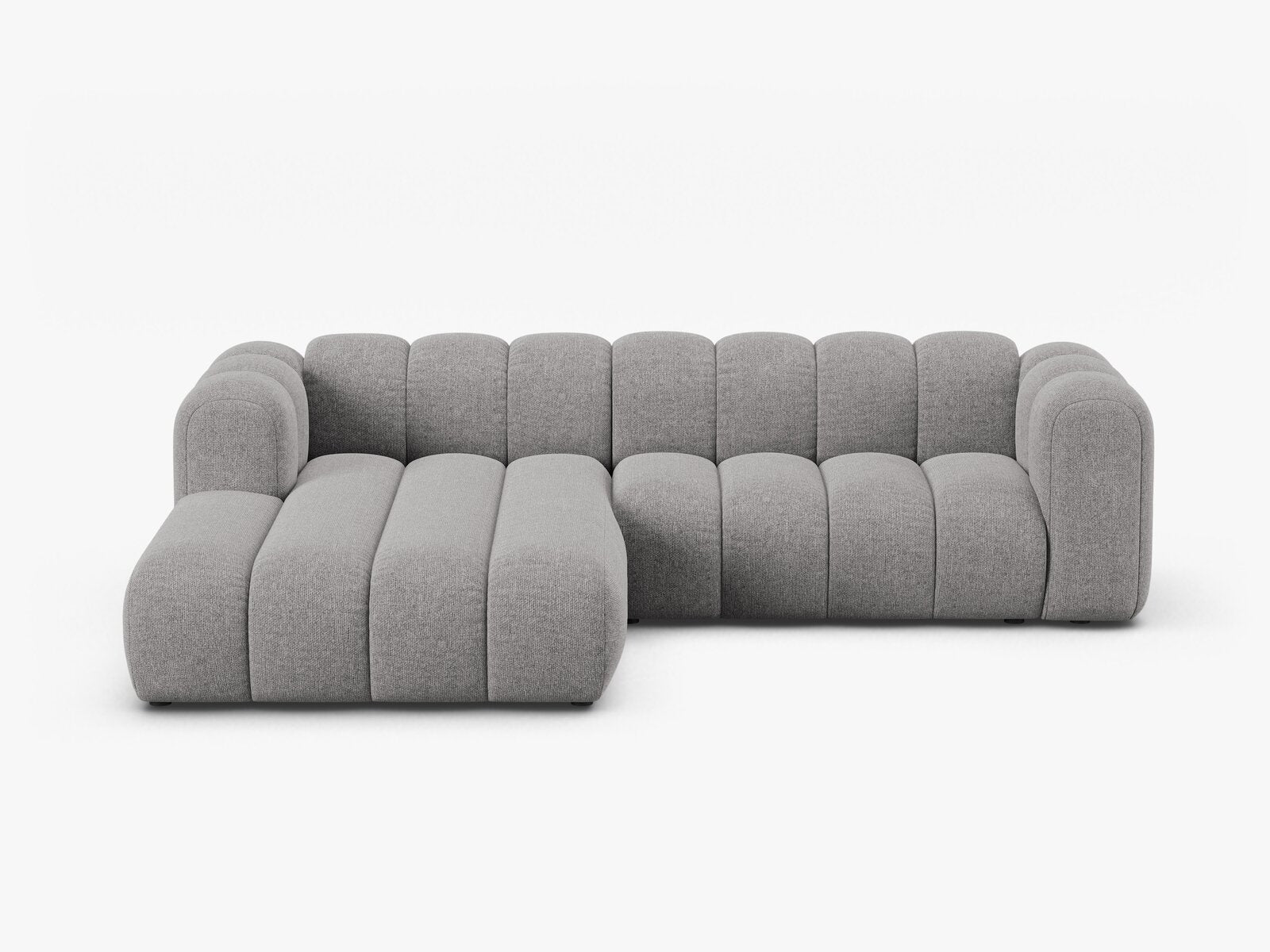 Micadoni Modulares Ecksofa Lupine 4-Sitzer mittelgroß Links Chenille Eden Hellgrau