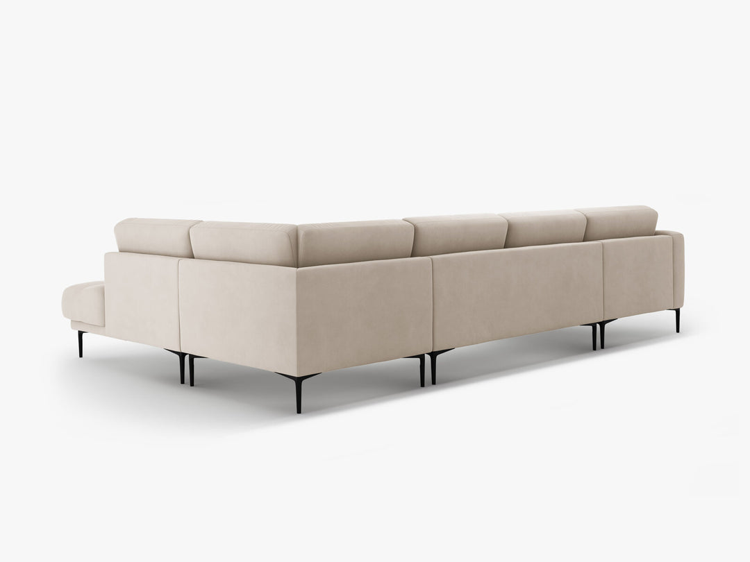 Micadoni Panorama Ecksofa Bemy 7-Sitzer Rechts Samt Beige