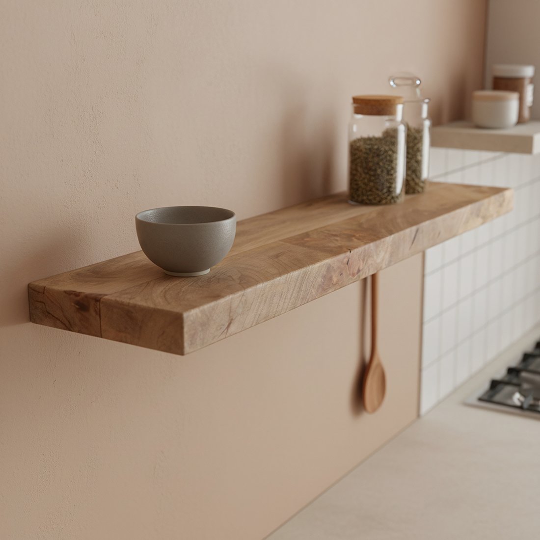 Raw Materials Wandregal Mangoholz schwebend