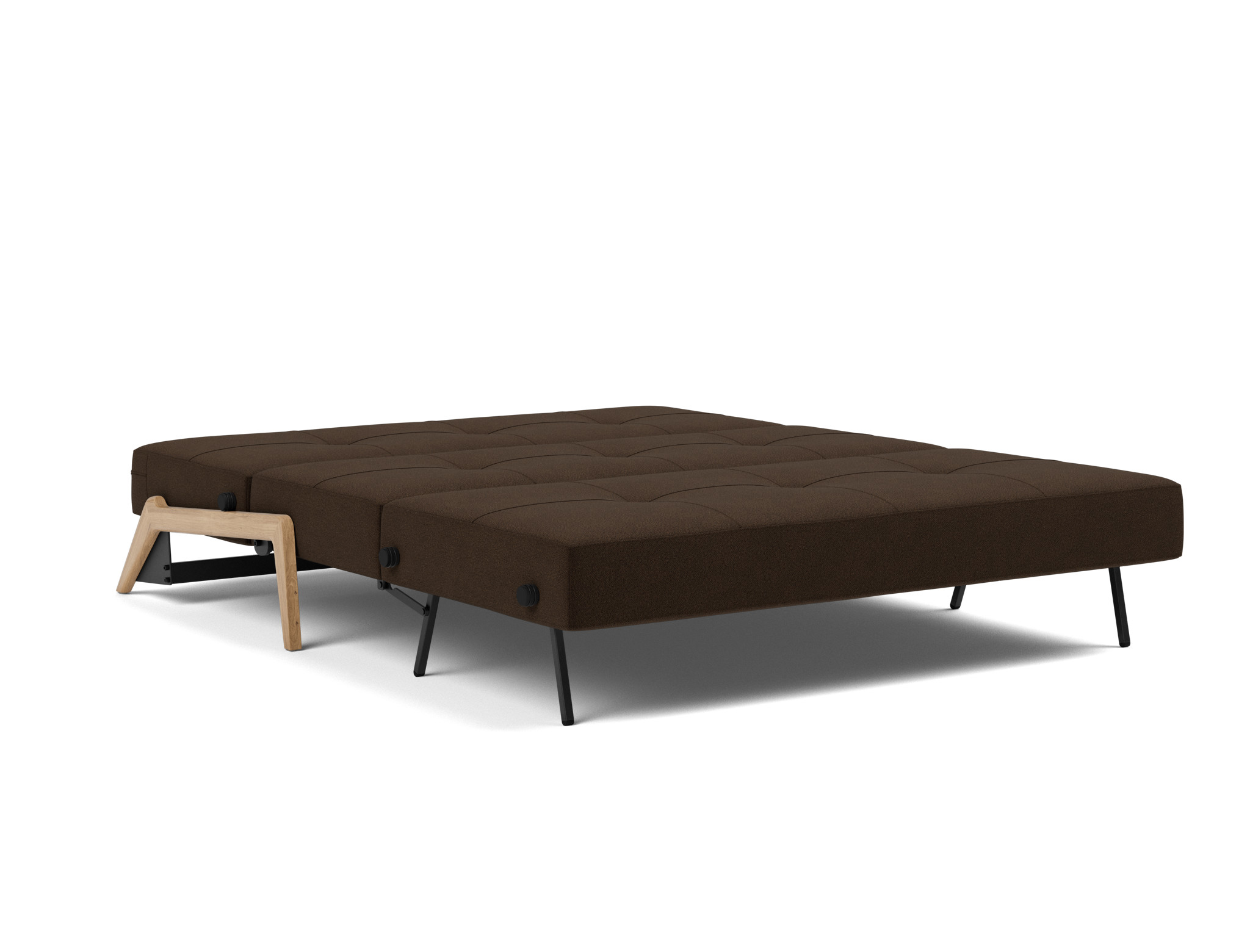 Schlafsofa Cubed 160 Strukturierter Stoff Taura 358-Chocco Beine Eiche