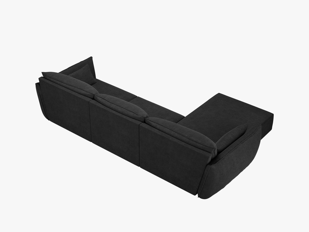 Micadoni Ecksofa Kaelle 4-Sitzer Links Chenille Over The Horizon Schwarz