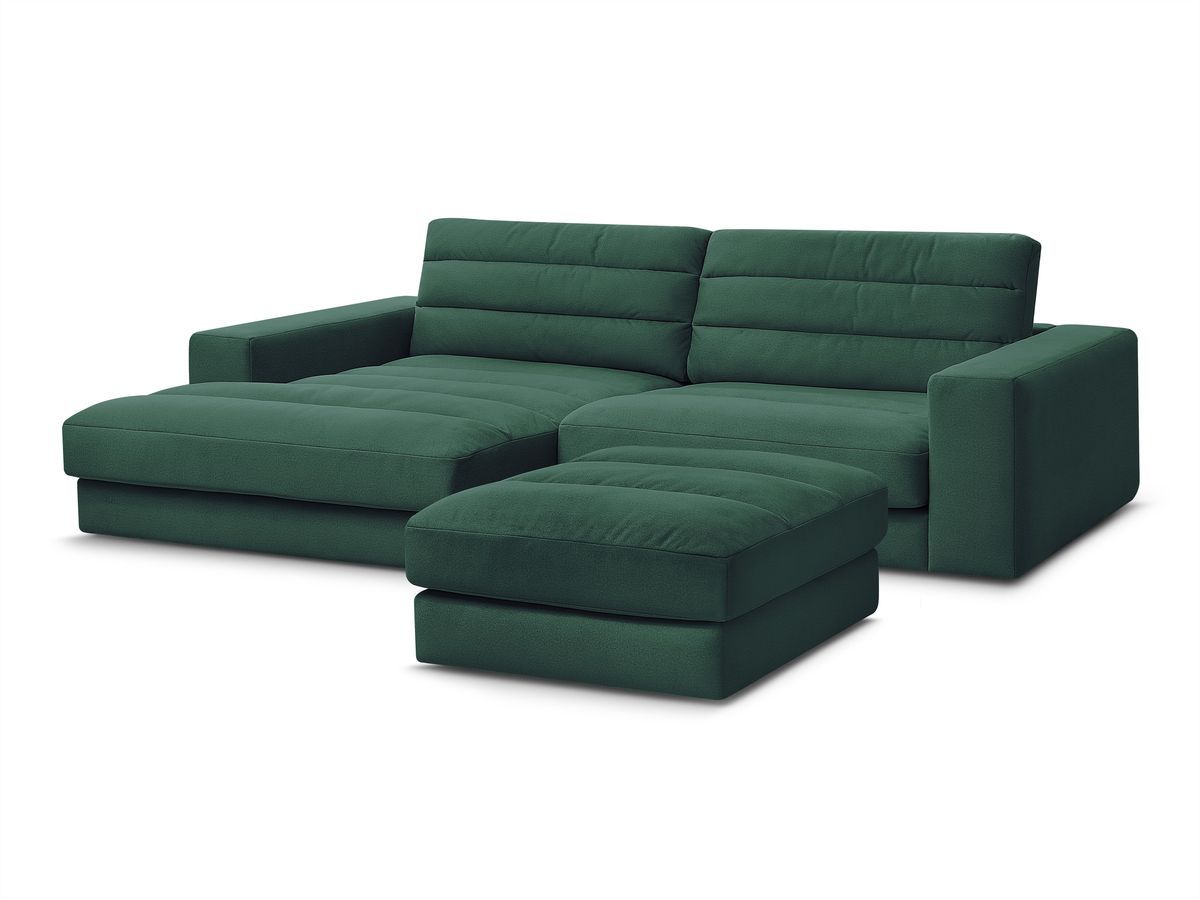 Bobochic Sierra Ecksofa mit Pouf Samt Dunkelgrün Ecke links