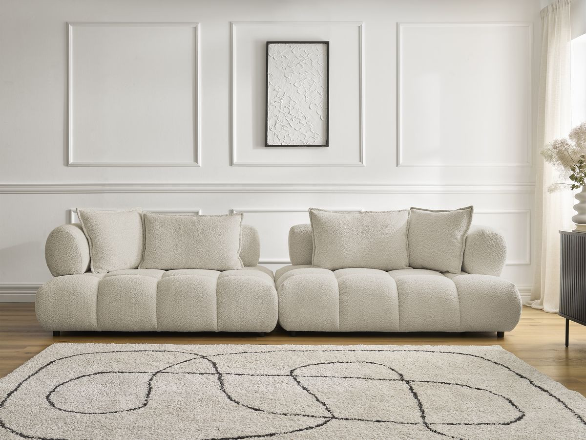 Bobochic Alya Sofa 4-Sitzer Bouclé-Stoff Beige