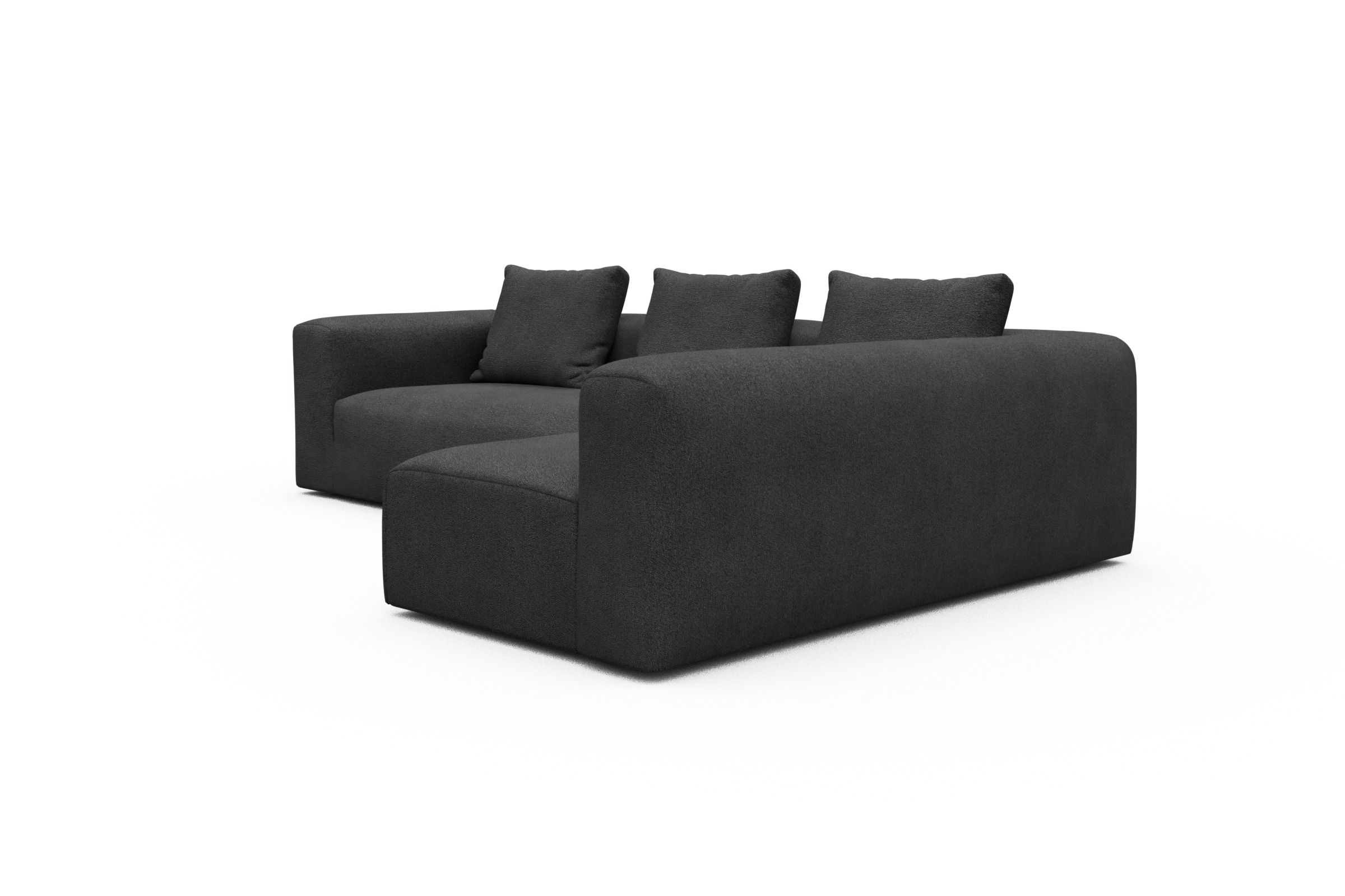 Ecksofa Fred 2x 2,5-Sitzer rechts offen Boucle-Charcoal