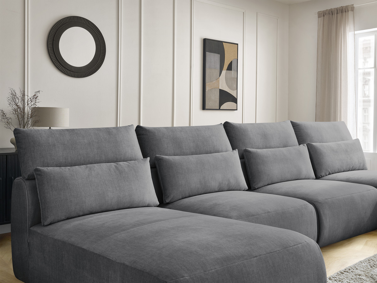 Bobochic Jana Wohnlandschaft mit kleinem Pouf Samt Dunkelgrau
