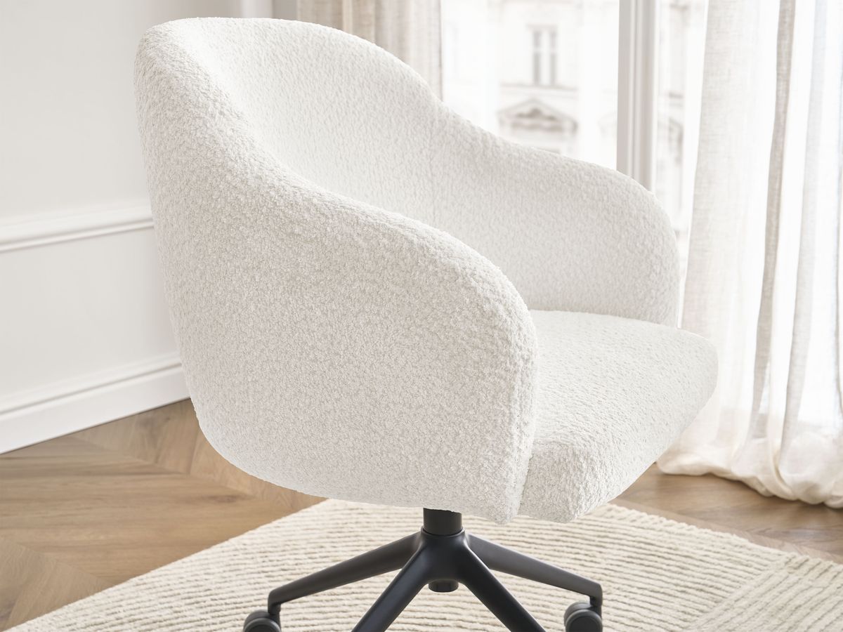 Bobochic Sophie Bürostuhl Bouclé-Stoff Weiß